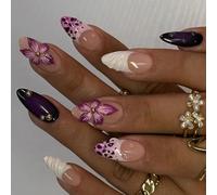 Unghie Finte Corte MouyouGlow,Mandorla Airbrushing Rose Jelly 3D Chrome Papillon Stelle Perla Rhinestones Water Rib Sweet Press on Nails con Colla,Y2K Pink Cute Fake Nails