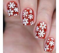 Unghie Finte Corte MouyouGlow,Squadrata Arancione Rosso Natale Fiocco di neve Christmas XMAS New Year Press on Nails con Colla,Snow Orange Red Inverno Winter Fake Nails