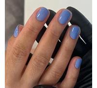 Unghie Finte Corte MouyouGlow,Squadrata Baby Blu Unicolore Press on Nails Unghie Artificiali Full Cover,Light Blue Plain Pure Colour Estate INS Fake Nails per Donna
