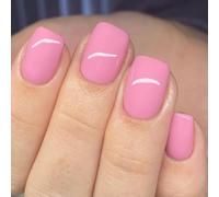 Unghie Finte Corte MouyouGlow,Squadrata Delicato Rosa Bebè Elegance Unicolore Design Short Press on Nails,Sheer Baby Pink Plain Pure Colour Shiny Gel Estate INS Artificial Acryl Fake Nails