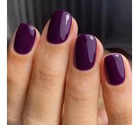 Unghie Finte Corte MouyouGlow,Squadrata Scuro Viola Elegance Unicolore Design Short Press on Nails,Dark Purple Plain Pure Colour Shiny Gel Estate INS Artificial Acryl Fake Nails