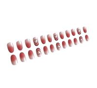 Unghie finte corte ovali per San Valentino con disegni a forma di cuore, unghie artificiali per donne e ragazze, 24 pezzi