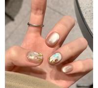 Unghie finte corte quadrate a pressione, fiori e farfalle, decorazione per nail art, occhi di gatto, per donne e ragazze, 24 pezzi
