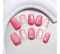 Unghie finte corte quadrate a pressione, stile retrò, occhio di gatto, decorazione per nail art, per donne e ragazze, 24 pezzi
