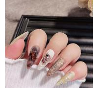 Unghie finte extra lunghe fatte a mano, lussuose decorazioni per nail art, opache, per donne e ragazze, 10 pezzi (24860-M)