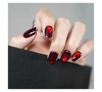 Unghie Finte Fake Nails Square Head Cat's Eye French Nail Glitter Powder Press on Nails Waterproof Faux Fingernails Christmas False Nails(KX100215)
