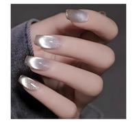 Unghie Finte Fake Nails Square Head Cat's Eye French Nail Glitter Powder Press on Nails Waterproof Faux Fingernails Christmas False Nails(Color17)