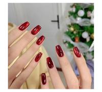 Unghie Finte Fake Nails Square Head Cat's Eye French Nail Glitter Powder Press on Nails Waterproof Faux Fingernails Christmas False Nails(Color12)