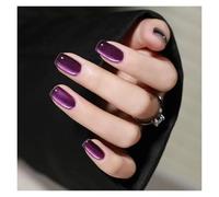 Unghie Finte Fake Nails Square Head Cat's Eye French Nail Glitter Powder Press on Nails Waterproof Faux Fingernails Christmas False Nails(Color22)