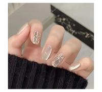 Unghie Finte Fake Nails Square Head Cat's Eye French Nail Glitter Powder Press on Nails Waterproof Faux Fingernails Christmas False Nails(Color20)