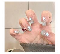 Unghie Finte Fake Nails Square Head Cat's Eye French Nail Glitter Powder Press on Nails Waterproof Faux Fingernails Christmas False Nails(BB11)