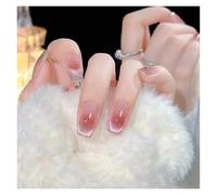 Unghie Finte Fake Nails Square Head Cat's Eye French Nail Glitter Powder Press on Nails Waterproof Faux Fingernails Christmas False Nails(AA8)