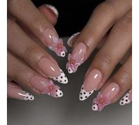 Unghie finte floreali eleganti scolpite in ABS, facili da applicare, di lunga durata, per matrimoni, ufficio, nail art