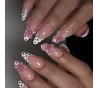 Unghie finte floreali scolpite eleganti in ABS, facili da applicare, di lunga durata, per eventi nuziali, su elegante ABS, premere sulla punta francese artificiale falsa