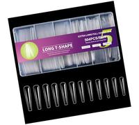 Unghie finte in ABS di lunga durata per pelli sensibili 504 pezzi lunghi artificiali per uso quotidiano a forma di tubo dell'acqua di dimensioni multiple Design del tubo dell'acqua falso