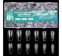 Unghie Finte, Kit Tip in Gel per Unghie, Tip Unghie Copertura Completa, French Press On Nails Corte, Set Unghie Gel Ricostruzione per Salone Manicure & Nail Art Principiante (Trasparente 600 Pezzi)