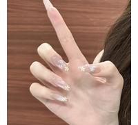 Unghie finte lunghe fatte a mano, fiori colorati, decorazione per nail art, occhi di gatto, per donne e ragazze, 10 pezzi (A80-L)