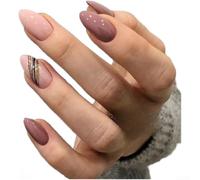 Unghie finte lunghe mandorle 24pcs facili applicare la colla della gelatina | Linee morbide e delicate, estetica sofisticata, processo di applicazione veloce, design riutilizzabile