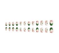 Unghie finte natalizie a pressione, corte, in acrilico, a mandorla, lucide, con fiocco di neve, decorazione artistica per donne, 24 pezzi