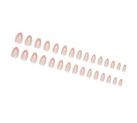 Unghie finte natalizie francesi a pressione, con fiocco, corte, a mandorla, copertura completa, per un look elegante, 24 pezzi