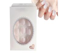 Unghie finte - nessuna colla pressione di Mani, punta bianca neutra leggera francese | Unghia di design a squalova medio portatile, buccia semplice e pressa facili applicazione degli strumenti essenzi