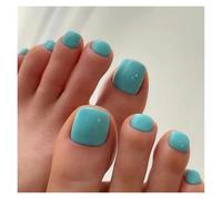 Unghie Finte Nude Color Press on Toenails Full Cover Solid Cover Fake Toes Nails Short Square False Nail Tips for Summer Women Feet Decor(Color8)