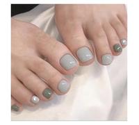 Unghie Finte Nude Color Press on Toenails Full Cover Solid Cover Fake Toes Nails Short Square False Nail Tips for Summer Women Feet Decor(Color7)