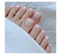 Unghie Finte Nude Color Press on Toenails Full Cover Solid Cover Fake Toes Nails Short Square False Nail Tips for Summer Women Feet Decor(Color5)