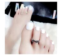 Unghie Finte Nude Color Press on Toenails Full Cover Solid Cover Fake Toes Nails Short Square False Nail Tips for Summer Women Feet Decor(Color3)