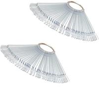 Unghie finte per espositore, Pkouocry 100 Pezzi Dispaly Unghie per Smalto con Supporto Anello Diviso - 2 Set Forma Ventaglio, Confezione da 50
