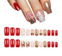 Unghie Finte per il Natale Manicure Artistico Sottile E Comodo | Unghie A Copertura Completa Per Natale Per Donne Bellezza Carnevale Quotidiano Festa Casa Salon Appuntamento Ufficio Evento