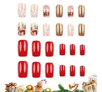 Unghie Finte per il Natale Manicure con Supporto Autoadesivo e Motivi di