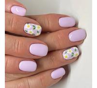 Unghie finte quadrate a pressione con fiore, in 12 misure, 24 pezzi, punte francesi per decorazioni artistiche su unghie, bara, mandorla, punta francese sulle unghie