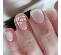 Unghie finte quadrate a pressione con fiore, in 12 misure, 24 pezzi, punte francesi per decorazioni artistiche per unghie a forma di bara e mandorla