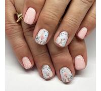 Unghie finte quadrate a pressione con fiori sulle unghie unghie artificiali acriliche 12 dimensioni 24 pezzi Stick On Nails per le donne