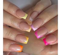 Unghie finte quadrate a pressione, lucide, in 12 misure, per decorazioni artistiche fai da te