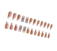 Unghie finte quadrate a pressione su unghie finte cuore perle colle sulle unghie Auroras unghie acriliche 24 pezzi Stick On Nails per donne ragazze