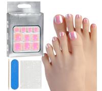 Unghie finte quadrate Acrilico Stick On Toenails Full Cover Tips Press On False Square Full Cover Tips Cats Eyes Stick