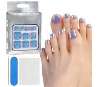Unghie finte quadrate Acrilico Stick On Toenails Full Cover Tips Press On False Square Full Cover Tips Cats Eyes Stick
