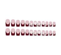 Unghie Finte Quadrate Ad Alta Lucido Simile Fiore Disegni Premendo Su Chiodi Copertine Completate Acrilico False Nails Set Per Le Donne Copertura Completa Unghie False