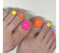 Unghie finte quadrate corte colorate a pressione sulle unghie dei piedi acriliche unghie finte unghie dei piedi artificiali coperture complete colle sul chiodo del piede per le donne punta francese