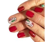 Unghie finte quadrate corte coperture complete bastone sull'albero di Natale artificiale scintillante premere su breve copertura completa bastone sull'albero di Natale falso premere su