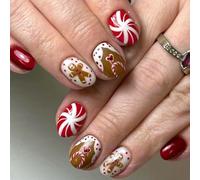 Unghie finte quadrate glitterate - Cielo stellato viola e grigio - Unghie adesive for donna - Unghie a copertura totale for nail art fai da te(Red)