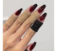 Unghie finte rosse e nere a pressione, corte, stile balletto, extra forti, pronte da indossare, per feste, 24 pezzi