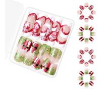 Unghie finte scintillanti Natale Press On Full Covers Stick Fiocco di neve Artificiale Manicures Forniture Fiocco di Neve Copertura Completa Stick Natale Falso Breve Press