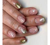 Unghie finte scintillanti Natale Press On Nails Full Covers Stick On Nails Fiocco di neve Unghie Artificiali Manicure Forniture