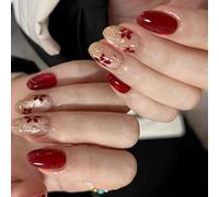 Unghie finte sicure rosso vino effetto brillante confortevole per pelli sensibili artificiali eleganti vino rosso altamente brillante finitura falso