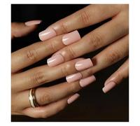 Unghie Finte Solid Color Wearable Nail Art Fashion Red Blue Rose Pink Square Shape Finished False Nails Press on Nails with Glue Unghie Finte Adesive(Color1)