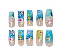 Unghie Finte - Unghie Finte Morbide Lucide - Riutilizzabili Manicure Blu Creativa per Feste Viaggi Eventi Ragazze Cosplay Donna