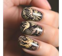 Unghie finte vintage con dinosauro giurassico con facile applicazione e rimozione per gli appassionati di moda nail art per gli appassionati di moda